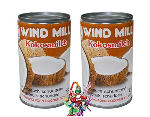 yoaxia ® - 2er Pack - [ 2x 165ml ] WINDMILL Kokosmilch / Coconut Milk / Cocosmilch + ein kleines Glückspüppchen - Holzpüppchen von yoaxia Marke