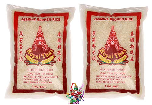 yoaxia ® - 2er Pack - [ 2x 1kg ] ROYAL THAI Bruchreis mit Jasminduft / Jasmin Broken Rice + ein kleiner Glücksanhänger gratis von yoaxia Marke