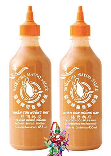 yoaxia ® - 2er Pack - [ 2x 455ml ] FLYING GOOSE Sriracha Mayoo Sauce/Chilicreme würzig-scharf + ein kleiner Glücksanhänger gratis von yoaxia Marke