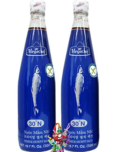 yoaxia ® - 2er Pack - [ 2x 500ml ] Megachef PREMIUM Anchovy-Fischsauce [ glutenfrei ] und ohne Glutamat + ein kleiner Glücksanhänger gratis von yoaxia Marke