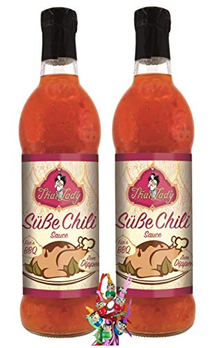 yoaxia ® - 2er Pack - [ 2x 825g ] THAI LADY Süße Chilisauce ideal zum Dippen/SWEET CHILI SAUCE + ein kleiner Glücksanhänger gratis von yoaxia Marke