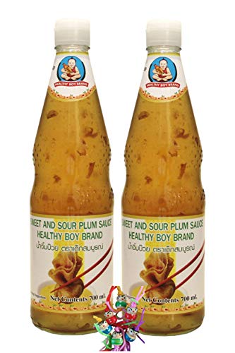 yoaxia ® - 2er Pack - [ 2x 700ml ] HEALTHY BOY BRAND Süß-Saure Pflaumensauce / Sweet and Sour Plum Sauce + ein kleiner Glücksanhänger gratis von yoaxia Marke