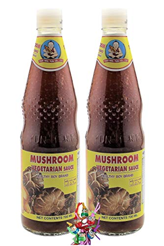 2er Pack - HEALTHY BOY BRAND Vegetarische Sauce aus Pilzen [ 2x 700ml ] | Vegetarien sauce from mushrooms + ein kleiner Glücksanhänger gratis von yoaxia Marke
