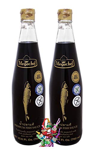 2er Pack - Megachef [ 2x 700ml ] PREMIUM Fischsauce [ glutenfrei ] und ohne Glutamat/Fish Sauce + ein kleiner Glücksanhänger gratis von yoaxia Marke