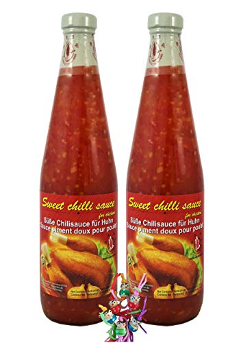 yoaxia ® - 2er Pack - [ 2x 725ml ] FLYING GOOSE Süße Chilisauce für Huhn / Sweet Chilli Sauce + ein kleines Glückspüppchen - Holzpüppchen von yoaxia Marke