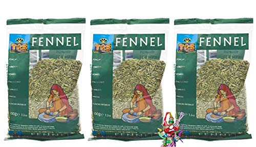 yoaxia ® - 3er Pack - [ 3x 100g ] TRS Fenchel Samen / Soonf / FENNEL SEEDS + ein kleines Glückspüppchen - Holzpüppchen von yoaxia Marke