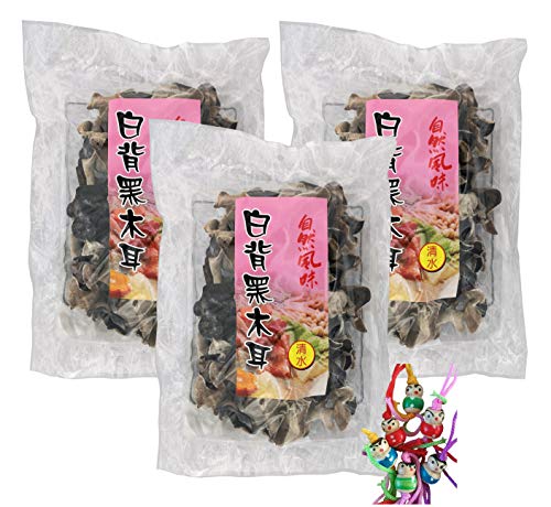 3er Pack - [ 3x 100g ] getrocknete Schwarze Pilze [ schwarz/weiß ] Mu-Err / Morcheln / Black Fungus + ein kleiner Glücksanhänger gratis von Yoaxia