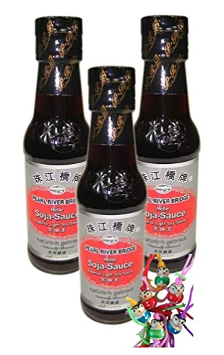 yoaxia ® - 3er Pack - [ 3x 150ml ] PEARL RIVER BRIDGE Superior Helle Sojasauce/Light Soy Sauce + ein kleiner Glücksanhänger gratis von yoaxia Marke