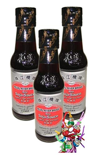 yoaxia ® - 3er Pack - [ 3x 150ml ] PEARL RIVER BRIDGE Superior Helle Sojasauce / Light Soy Sauce + ein kleiner Glücksanhänger gratis von yoaxia Marke