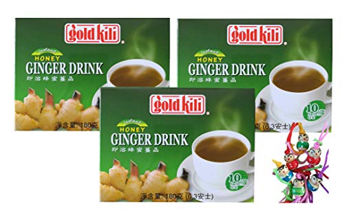 yoaxia ® - 3er Pack - [ 3x 180g (10x18g) ] GOLD KILI Instant Ingwergetränk / Instant Ginger Drink + ein kleines Glückspüppchen - Holzpüppchen von yoaxia Marke