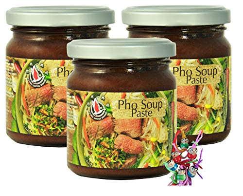 yoaxia ® - 3er Pack - [ 3x 195g ] FLYING GOOSE Würzpaste für Pho (vietnamesische Suppe) + ein kleiner Glücksanhänger gratis von yoaxia Marke