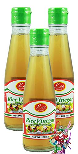 yoaxia ® - 3er Pack - [ 3x 200ml ] Lee Brand Reisessig / Rice Vinegar / Exzellent für Salate & Sushi + ein kleiner Glücksanhänger gratis von yoaxia Marke