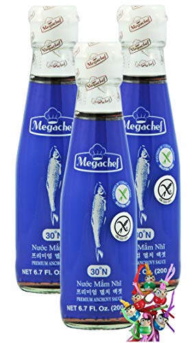 yoaxia ® - 3er Pack - [ 3x 200ml ] Megachef PREMIUM Anchovy-Fischsauce [ glutenfrei ] und ohne Glutamat + ein kleiner Glücksanhänger gratis von yoaxia Marke