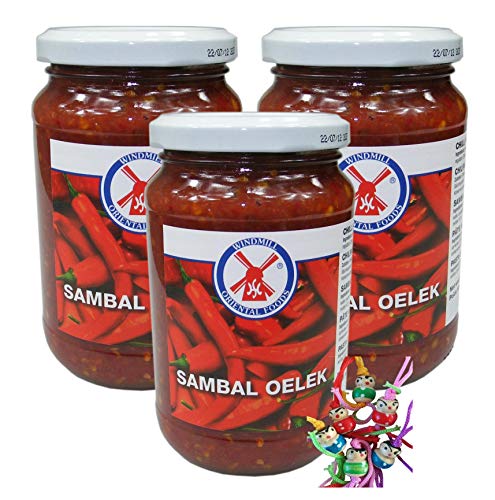 yoaxia ® - 3er Pack - [ 3x 370g ] WINDMILL Sambal Oelek/Chilipaste/Chilli Paste + ein kleiner Glücksanhänger gratis von yoaxia Marke