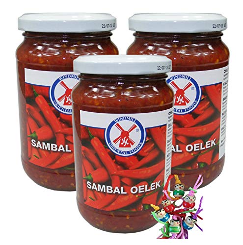 3er Pack - WINDMILL [ 3x 370g ] Sambal Oelek | Chilipaste | Chilli Paste + ein kleiner Glücksanhänger gratis von yoaxia Marke