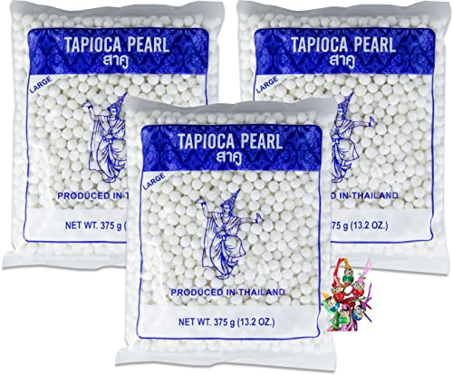 yoaxia ® - 3er Pack - [ 3x 375g ] THAI DANCER Große Tapioka Perlen (L) / Tapioca Pearl + ein kleiner Glücksanhänger gratis von yoaxia Marke