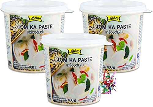 3er Pack - LOBO [ 3x 400g ] Tom Ka Würzpaste Thai Style/Tom Kha Paste, ein kleiner Glücksanhänger gratis von yoaxia Marke