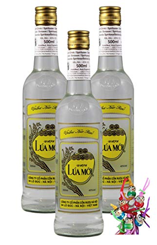 yoaxia ® - 3er Pack - [ 3x 500ml ] HALICO Lua Moi VODKA "New Rice" aus Vietnam/Spirituose Alc. 45% vol. + ein kleiner Glücksanhänger gratis von yoaxia Marke