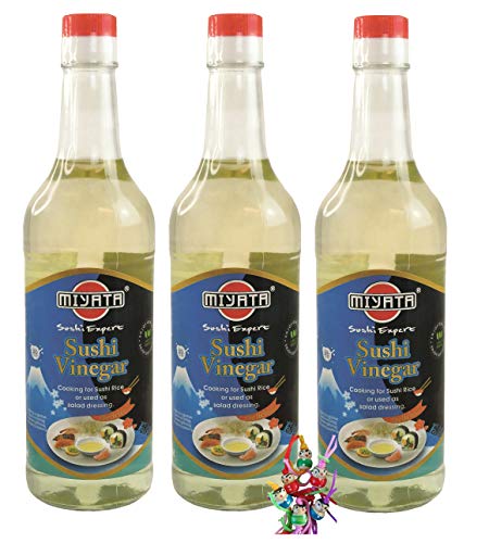 yoaxia ® - 3er Pack - [ 3x 500ml ] MIYATA Sushi Essig Essigzubereitung für Sushi (3% Säure) Sushi Vinegar + ein kleiner Glücksanhänger gratis von yoaxia Marke