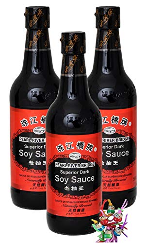 3er Pack - PEARL RIVER BRIDGE Superior Dunkle Sojasauce [ 3x 500ml ] | Dark Soy Sauce + ein kleiner Glücksanhänger gratis von yoaxia Marke