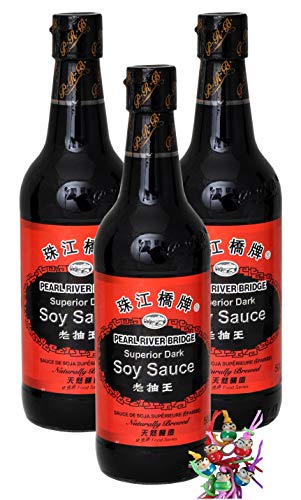 yoaxia ® - 3er Pack - [ 3x 500ml ] PEARL RIVER BRIDGE Superior Dunkle Sojasauce/Dark Soy Sauce + ein kleiner Glücksanhänger gratis von yoaxia Marke