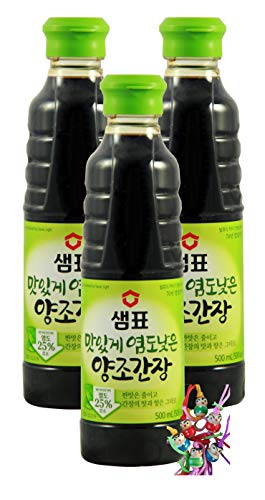 yoaxia ® - 3er Pack - [ 3x 500ml ] SEMPIO Sojasauce WENIGER SALZ/Koreanische Sojasoße/SALZREDUZIERTE Sojasauce + ein kleiner Glücksanhänger gratis von yoaxia Marke