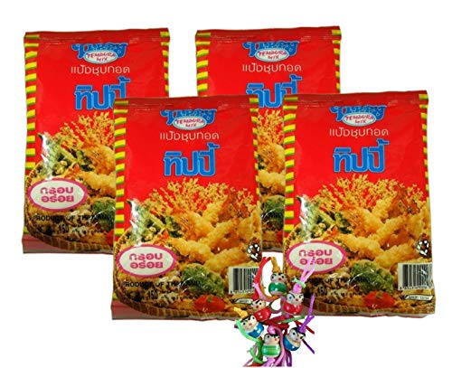 yoaxia ® - 4er Pack - [ 4x 150g ] TIPPY Tempura Mix / Tempura Mehl / Paniermehl Panade + ein kleiner Glücksanhänger gratis von yoaxia Marke