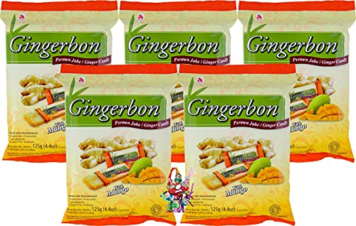 5er Pack - [ 5x 125g ] Ingwer Bonbons mit Mango-Geschmack / Ginger Candy with Mango Flavor + ein kleiner Glücksanhänger gratis von Agel