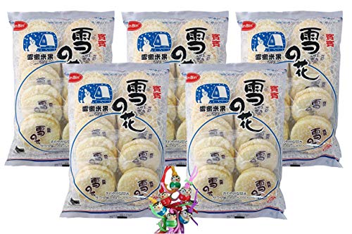 5er Pack - BIN BIN [ 5x 150g ] Reiscracker mit Zucker | Snow Rice Crackers with sugar + ein kleiner Glücksanhänger gratis von Yoaxia