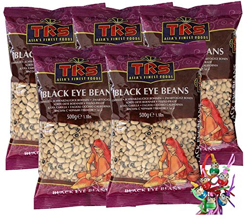 5er Pack - TRS [ 5x 500g ] Schwarzaugige Bohnen | BLACK EYE BEANS | Schwarzaugenbohnen | Augenbohne + ein kleiner Glücksanhänger gratis von yoaxia Marke