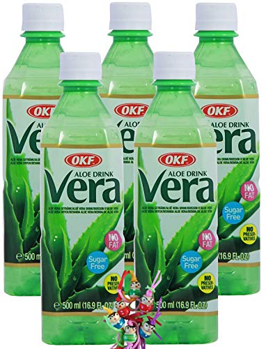 5er Pack - SUGAR FREE Aloe Vera King Getränk [ 5x 500ml ] | Aloe Vera Drink | inkl. 5x€0,25 Einwegpfand + ein kleiner Glücksanhänger gratis von yoaxia Marke