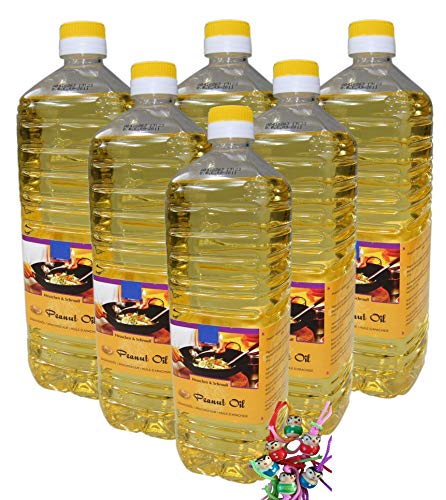 6er Pack - [ 6x 1000ml ] Erdnussöl | Arachide Olie | Peanut Oil + ein kleiner Glücksanhänger gratis von yoaxia Marke