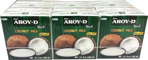 yoaxia ® - 6er Pack - [ 6x 150ml ] AROY-D Kokosmilch Kokosnussmilch Cocosmilch, Coconut Milk + ein kleiner Glücksanhänger gratis von yoaxia Marke
