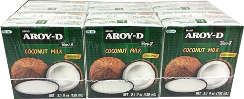 6er Pack - [ 6x 150ml ] AROY-D Kokosmilch Kokosnussmilch Cocosmilch, Coconut Milk + ein kleiner Glücksanhänger gratis von yoaxia Marke