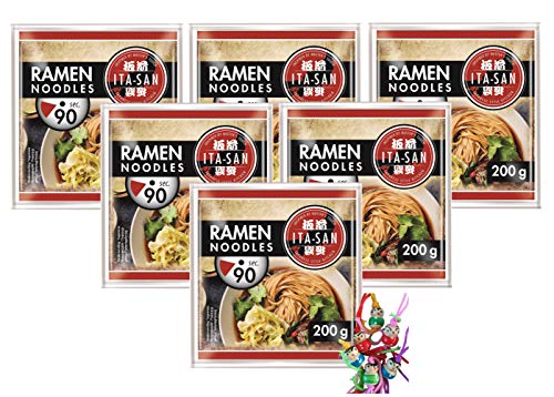 6er Pack - [ 6x 200g ] ITA-SAN Ramen Noodles Vorgekochte RAMEN Nudeln nach japanischer Art + ein kleines Glückspüppchen - Holzpüppchen von yoaxia Marke
