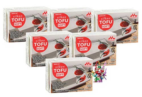 yoaxia ® - 6er Pack - [ 6x 340g ] Mori-Nu Morinaga - Silken Tofu SOFT - Glutenfrei + ein kleiner Glücksanhänger gratis von yoaxia Marke