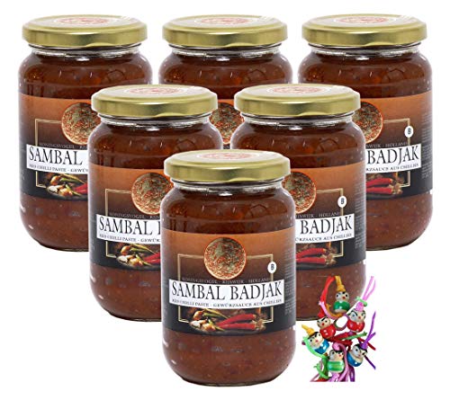 yoaxia ® 6er Pack - [ 6x 375g ] Sambal Badjak/Würzige Sauce/Spicy Sauce + ein kleiner Glücksanhänger gratis von yoaxia Marke