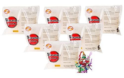 6er Pack - [ 6x 400g / 200g ATG ] Konjak Nudeln Shirataki "Nudeln-dünn/Konjak Spaghetti" aus Konjakmehl Konjac #11 + ein kleiner Glücksanhänger gratis von yoaxia Marke
