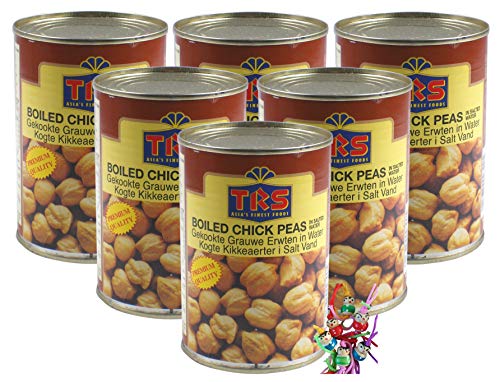 yoaxia ® - 6er Pack - [ 6x 400g / 240g ATG ] TRS Kichererbsen Gesotten (gekocht) BOILD CHICK PEAS + ein kleiner Glücksanhänger gratis von yoaxia Marke