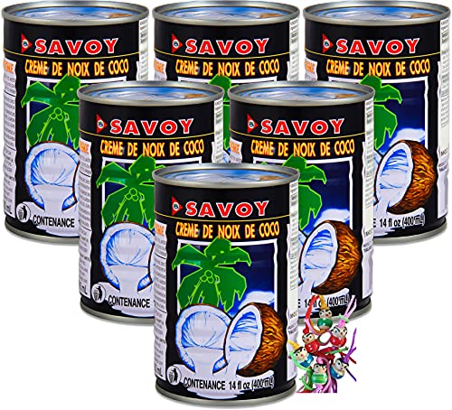 6er Pack - [ 6x 400ml ] SAVOY Kokoscreme Kokosnusscreme Kokos Creme/Coconut Cream + ein kleines Glückspüppchen - Holzpüppchen von yoaxia Marke