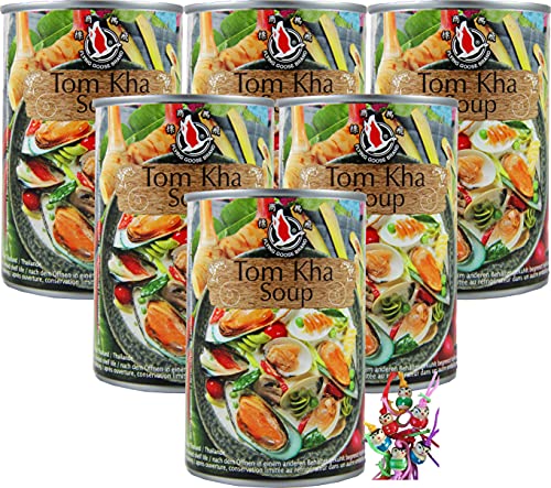 6er Pack - [ 6x 400ml ] Tom Kha Suppe/Tom Ka Soup/Thailändische Kokossuppe + ein kleiner Glücksanhänger gratis von yoaxia Marke