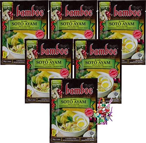 yoaxia ® - 6er Pack - [ 6x 40g ] Gewürzpaste SOTO AYAM für indonesische Hühnersuppe / Tumeric Chicken Soup + ein kleiner Glücksanhänger gratis von yoaxia Marke