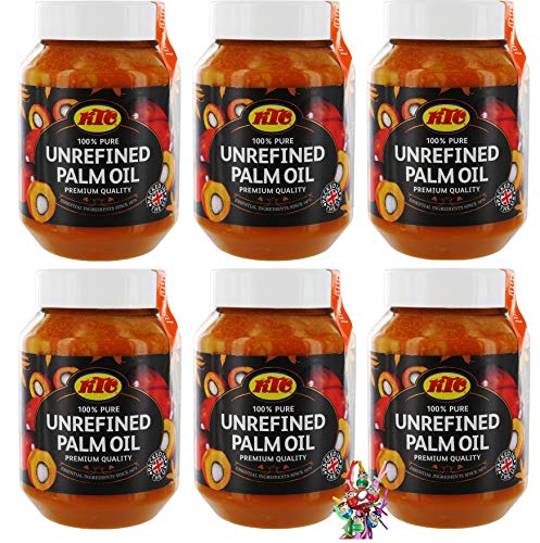 yoaxia ® - 6er Pack - [ 6x 500ml ] KTC Palmöl 100% unraffiniertes Palm Öl / Palm Oil + ein kleiner Glücksanhänger gratis von yoaxia Marke