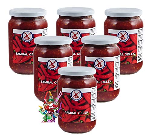 yoaxia ® - 6er Pack - [ 6x 750g ] WINDMILL Sambal Oelek/Chilipaste/Chilli Paste + ein kleiner Glücksanhänger gratis von yoaxia Marke