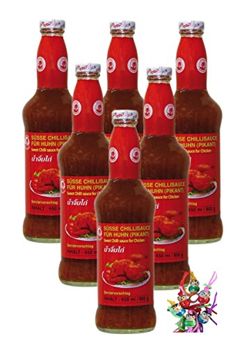 yoaxia ® - 6er Pack - [ 6x 800g ] COCK Süsse Chilisauce für Huhn / Sweet Chilli Sauce + ein kleines Glückspüppchen - Holzpüppchen von yoaxia Marke
