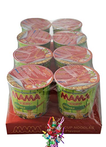 yoaxia ® - 8er Pack - [ 8x 70g ] MAMA Oriental Style Instant Cup Nudeln Geschmacksrichtung Gemüse + ein kleines Glückspüppchen - Holzpüppchen von yoaxia Marke