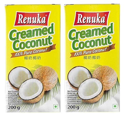 yoaxia ® Marke - 2er Pack - [ 2x 200g ] RENUKA 100% Pure Kokosnusscreme Kokoscreme Creamed Coconut von yoaxia Marke