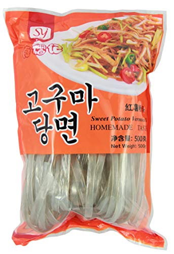 yoaxia ® Marke - [ 500g ] SYJ Breite Süßkartoffel-Vermicelli / Süßkartoffelstärke Nudeln / Korean Style von yoaxia Marke