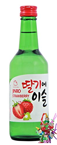 yoaxia ® Marke - 5er Pack - [ 5X 360ml ] HITEJINRO Soju Jinro Strawberry/Soju mit Erdbeergeschmack ALC. 13% vol. + EIN kleines Glückspüppchen - Holzpüppchen von ebaney