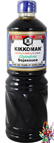 yoaxia ® Marke Set - [ 1000ml ] KIKKOMAN Tamari Glutenfreie Sojasauce / Soja Soße OHNE WEIZENZUSATZ + ein kleiner Glücksanhänger gratis von yoaxia Marke